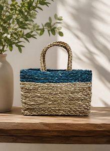 Panier rond moderne en herbe tressée à la main en fibres naturelles, avec poignée décorative, écologique, multi-usages, pour rangement et décoration intérieure, vente en gros - Product Image 3