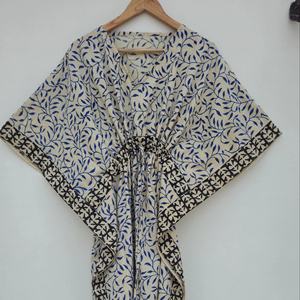 Super Quality Cotton <b>Kaftan</b> for Women Indian Print Sweet Natural Waist Loose Fit Summer Casual Wear Latest Summer Design <b>Kaftan</b> - Product Image 1