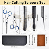 Kit de ciseaux en acier inoxydable 11 pièces, ensemble professionnel léger, ciseaux de coiffure, ciseaux à effiler, brosse à dépoussiérer le cou, peigne, accessoires de barbier