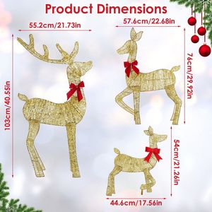 Set di 3 Pezzi Famiglia di Renne Natalizie Illuminate 2D per Interni ed Esterni, Decorazioni con 8 Luci, Esposizione Cervo, Mucca e Cucciolo - Product Image 5