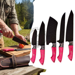 New Design Custom Handmade Chef <b>Knives</b> J2 Stainless Steel Powder Coated <b>Sharp</b> Blade Luxury Kitchen <b>Knife</b> <b>Set</b> w/ Pakkawood Handle - Product Image 2
