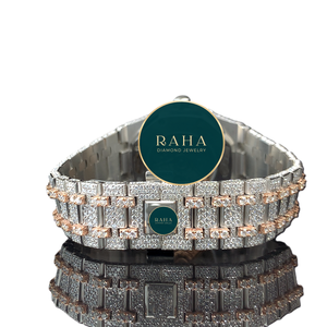 Reloj de Cuarzo Moissanite de Lujo RAHA, Correa de Acero Inoxidable de 20 mm, Movimiento ETA, Resistencia al Agua de 5 BAR, Esfera Analógica con Números Romanos - Product Image 2