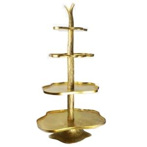 Soporte para Pastel de Latón de 4 Niveles de Buena Calidad para Decoración de Mesa de Bodas y Cumpleaños, Soporte para Pastel con Base en Acabado Dorado - Product Image 1