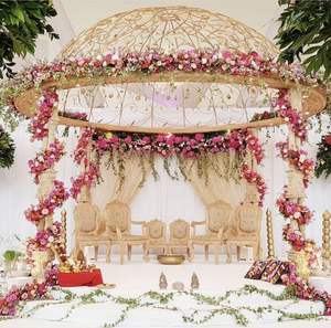 Mandap de Boda con Diseño de Colmillos de Elefante, Mandap Dorado de Fibra, Decoración para Bodas Tradicionales Hindúes, Venta al por Mayor en Australia - Product Image 5