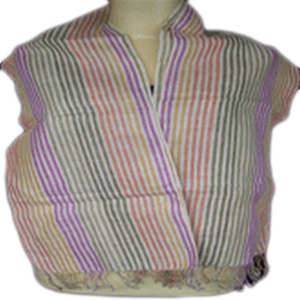 Châle rayé en fil teint pour femme, longueur moyenne, décontracté, toutes saisons, usage quotidien - Product Image 1