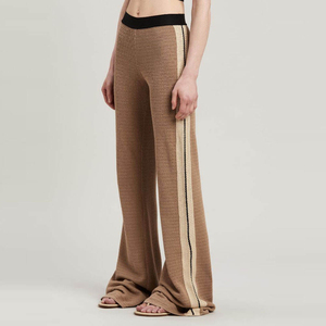 กางเกงขาบานเอวยางยืดผ้าคอตตอนเป็นมิตรต่อสิ่งแวดล้อมกางเกงขาบานด้านหน้าแบนราบปกติขนาดพลัสไซส์สำหรับผู้หญิง100% ฤดูหนาว - Product Image 5