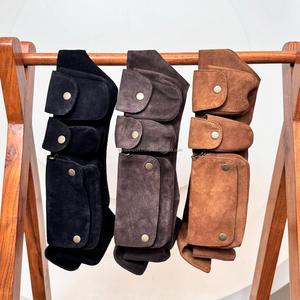 Nueva Riñonera de Cuero Gamuza, Cinturón Utilitario, Riñonera de Cuero Personalizada con 6 Bolsillos, Riñonera Minimalista de Cuero para Unisex - Product Image 4