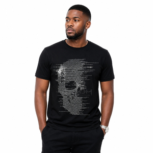 Cosh International OEM ODM T-shirt en coton noir premium pour homme avec motif crâne de cristal, style Hip Hop Streetwear, fournisseur en gros - Product Image 3