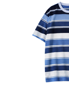 Camiseta Personalizada Azul y Blanca para Hombre, 100% Algodón, Cuello Redondo, Manga Corta, Corte Regular, Informal, Ecológica, Ropa Urbana de Verano, OEM - Product Image 3