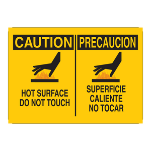 Señal de advertencia de superficie caliente bilingüe de 7x10 pulgadas para seguridad industrial y de laboratorio - Product Image 3