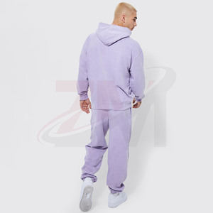 Conjunto Deportivo de Algodón 100%, Estilo Casual de Verano y Otoño, Color Lavanda, con Capucha, Manga Larga, Color Sólido, Personalizable - Product Image 2