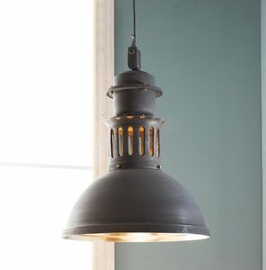 Industrial Metal Pendant Light <b>Ceiling</b> Mount Round Shade Blue Distressed Finish Indoor <b>Decor</b> Durable Design - Product Image 2