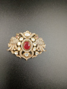 Broche Vintage Chapado en Oro con Rubíes y Doble Águila, con Piedras Transparentes para Mujer, Conjunto de Joyería con Doble Rubí Rojo, Estilo Clásico para Bodas - Product Image 1