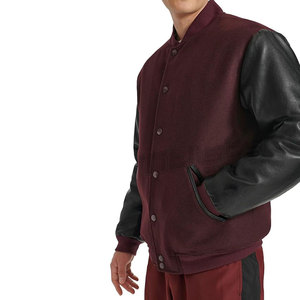 Blouson universitaire en cuir en gros, couleur personnalisée, coutures de qualité supérieure, chaud et décontracté - Product Image 5