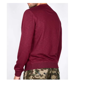 Lightweight <b>Men</b> Plain Crew Neck Sweatshirt Burgundy Maroon Fleece <b>Pullover</b> Blank Long Sleeve Casual Streetwear Top OEM - Product Image 6