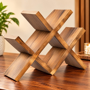Handcrafted Wooden 8 Bottle Wine Rack Stand Rustic Wood Wine Bottle Holder for Home <b>Bar</b> Kitchen Dining Room Restaurant <b>Table</b> - Product Image 1