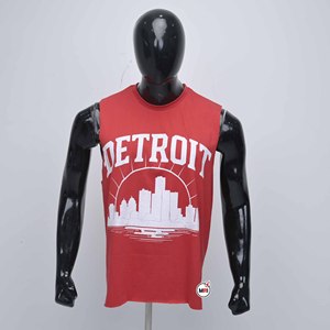 Camiseta sin Mangas para Hombre, Diseño con Estampado del Horizonte de Detroit, Cuello Redondo, Corte Regular, Tejido Jersey Transpirable, OEM - Product Image 1