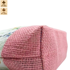 Pochette de maquillage en coton et jute laminé, trousse de maquillage de voyage, 21x17x6 cm, logo personnalisé, vente en gros, OEM, marque privée, modèle SNC136A - Product Image 3