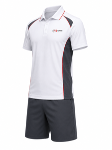 Conjunto Deportivo de Polo para Hombre 4FORCE, Color Blanco y Gris, Secado Rápido, para Verano, con Logotipo Frontal, Camiseta Polo y Pantalones Cortos - Product Image 4