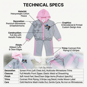 Premium OEM Custom Logo Men's Hoodie Sweatpants Set 400 GSM Heavyweight Cotton <b>Cartoon</b> Print Cropped Zip Hoodie Baggy Sweatpants - Product Image 5