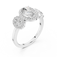 Bague de fiançailles ovale en moissanite à trois pierres en argent sterling |   Bague de mariage élégante pour femme
