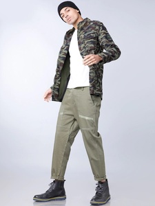 Chemise-veste camouflage pour homme, col mandarin, fermeture éclair sur le devant, épaulettes, style vêtement de travail, respirante, en polyester, pour l'automne - Product Image 2