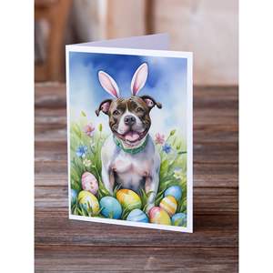 Lunatique A7 Taille 5x7 New Staffordshire Bull Terrier Chasse aux œufs de Pâques Cartes vierges Pack 8 Comprend des enveloppes - Product Image 2