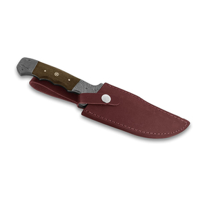 Cuchillo de Caza de Acero de Damasco de Alta Calidad con Funda de Cuero, Herramienta Utilitaria Hecha a Mano para Viajes y Uso al Aire Libre - Product Image 5