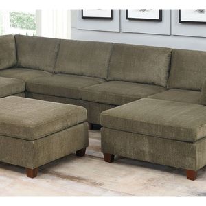 Divano Angolare Modulare Contemporaneo in Tessuto Chenille Color Beige Senza Braccioli per Arredamento Soggiorno - Product Image 5
