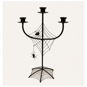 Wholesale <b>Black</b> Metal Spider Web <b>Candelabra</b> 3-Tier Spooky Halloween Candle Holder for Home Table Centerpiece & Party Decor - Product Image 5