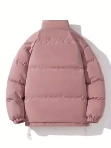 Veste matelassée épaisse à col montant et demi-manches, coupe ample, avec capuche amovible en tissu Ripstop vert - Product Image 3