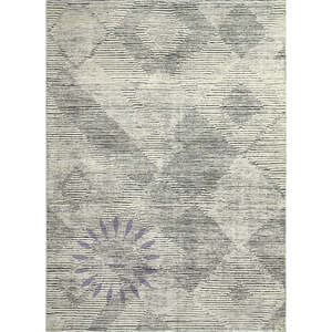 Ensemble de tapis en laine vintage marocain de conception géométrique de diamant de charbon de bois 43 "blanc ivoire doux pour les tapis de chambre à coucher de salon - Product Image 4