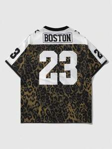 Breathable Mesh Men Custom <b>Soccer</b> Jersey retro Vintage Oversized Streetstyle Number Shirt Leopard Print American Football Jersey - Product Image 2