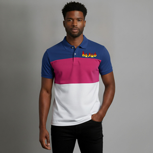 Polo pour homme personnalisé, 100% coton tricoté, 3 boutons, manches courtes, couleur contrastée, logo brodé, respirant - Product Image 1