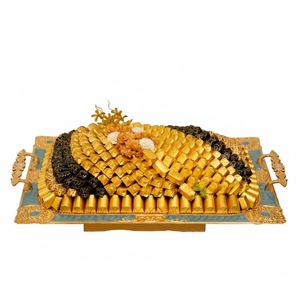 Bandeja de chocolate grande de acero inoxidable con diseño fantástico y detalles en oro para exhibir postres en bodas y fiestas a un precio excelente. - Product Image 5