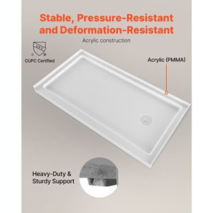 Piatto Doccia Rettangolare in Acrilico PVC Bianco 152x81 cm con Soglia Singola e Base Antiscivolo - Product Image 4
