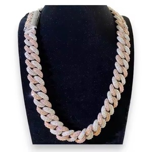925 Silver Moissanite Cuban Link Chain <b>Necklace</b> Rose Gold Plated Rhodium Plated Hip Hop Jewelry for Men Women - Product Image 4
