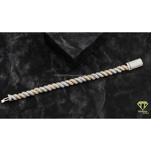 Luxury Statement <b>Bracelet</b> Featuring Interwoven White and Yellow Gold Links Covered with Sparkling Moissanite - Product Image 3