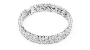 Bracelet tennis à fermoir à maillons, diamant de laboratoire taille poire et marquise, 13,5 carats, grappe florale, en or massif 18 carats, bijoux fins - Product Image 4
