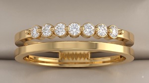 Modern Crossover Diamond Band <b>Ring</b> Brilliant Multi Stone Open <b>Split</b> Yellow Gold IGI Certified Rhodium 14KT Gift Anniversary - Product Image 3