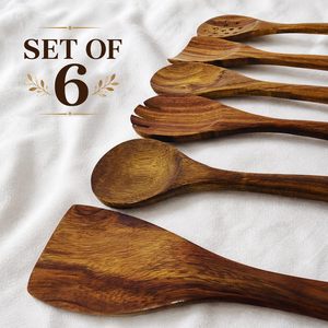 KHATI <b>HOUSE</b> Woodland Gourmet Wooden Utensil Set Premium 6 Piece Cooking Spoon Collection - Product Image 1