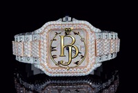 Reloj de Lujo Cuadrado en Tono Oro y Plata con Diamantes Incrustados, Esfera con Números Romanos, Elegante, Movimiento de Cuarzo, Resistente al Agua 10 Bar