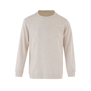 Men's O-Neck Solid Knitted Pullover Regular Fit Casual <b>Sweater</b> Beige Long Sleeve 100% Cotton <b>Fleece</b> Breathable Lined - Product Image 1