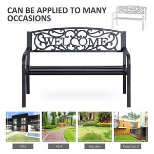 Banc de jardin en fonte pour 2 personnes, 50 pouces, pour patio extérieur, cour, véranda, entrée, Welcome Vines for Women's Coats - Product Image 6