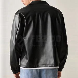 Men's Casual Leather <b>Jacket</b> Stand Collar Front Logo <b>Waterproof</b> Breathable Winter <b>Warm</b> High Quality Customizable Leather <b>Jacket</b> - Product Image 2