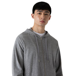 เสื้อฮู้ดซิปผู้ชายสีเทา ทรงปกติ ผ้าฝ้ายเฟรนช์เทอร์รี่ สวมใส่สบายๆ สำหรับฤดูใบไม้ร่วง - Product Image 3