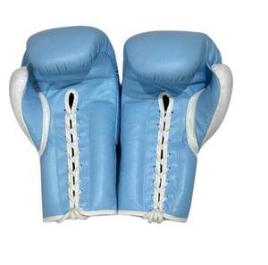 Gants de boxe Fly Superlace X Baby Blue à lacets pour entraînement professionnel 8oz-16oz - Product Image 6