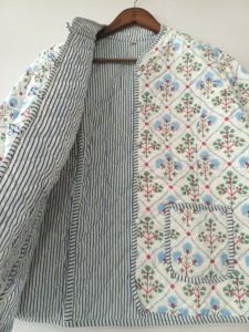 New Printed <b>Jacket</b>, Cotton <b>Quilted</b> Handmade Cotton Floral <b>Jacket</b> Reversible Strip <b>Quilted</b> Cotton <b>Jacket</b> Party Wear - Product Image 6