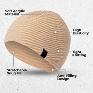 Tan Knit Beanie Top Seller Outdoor & Beach Wear Unisex Winter Warm Ribbed Knitted Hat Custom Logo Skull <b>Cap</b> For <b>Men</b> & Women - Product Image 6