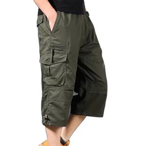 Pantalones Cortos Cargo de Verano para Hombre, Holgados, Casuales, por Debajo de la Rodilla, Cintura Elástica, Talla Grande, para Correr al Aire Libre, Pantalones Capri Tácticos - Product Image 1